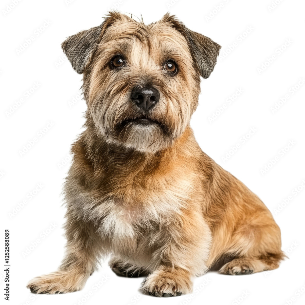 Cute Cairn Terrier Mix Dog Sitting on White Background Cute Cairn Terrier Mix Dog Sitting on White Background