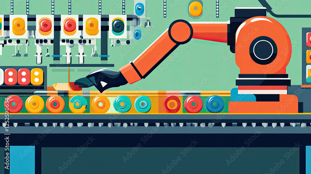 Robotic Arm Applying Color to Circular Objects in a Factory Robotic Arm Applying Color to Circular Objects in a Factory