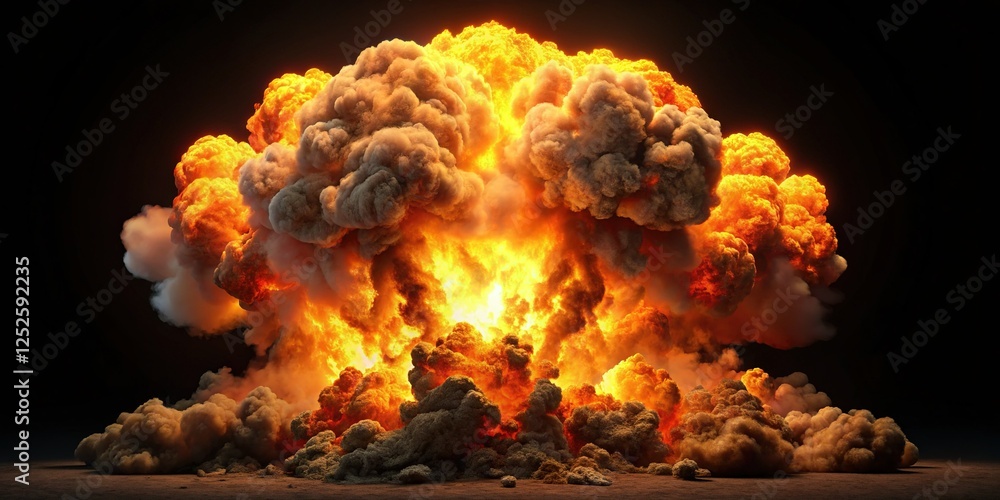 Realistically Lit Large Bomb Explosion with Intense Flames and Smoke Realistically Lit Large Bomb Explosion with Intense Flames and Smoke