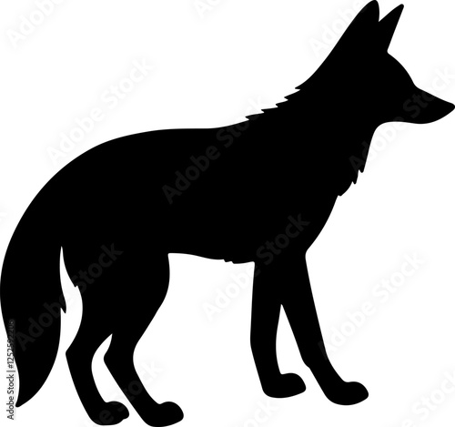 Vector Drawing of Jackal Black Vector Silhouette on White Background