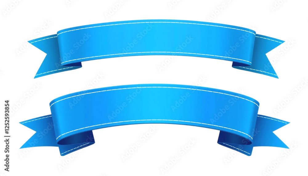 Two Elegant Blue Ribbons for Design Elements. This image showcases two vibrant blue ribbons with a subtle realistic texture and stitched edges on a plain PNG/Transparent background Two Elegant Blue Ribbons for Design Elements. This image showcases two vibrant blue ribbons with a subtle realistic texture and stitched edges on a plain PNG/Transparent background