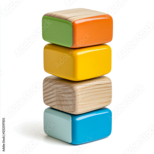 interactive stacking blocks that boost motor skills and creativity isolated on white background photo