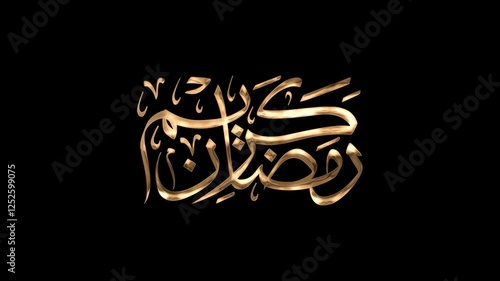 Ramadan Kareem Arabic Calligraphy Text Animation in Gold Color. Suitable for Islamic holidays Ramadan Kareem Celebrations. High Quality 4K footage