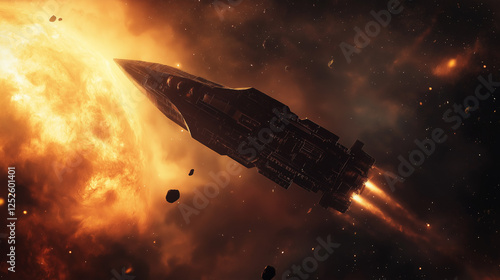 Wallpaper Mural Gravitational Boost: Spacecraft Performing a Slingshot Maneuver Around Jupiter Torontodigital.ca