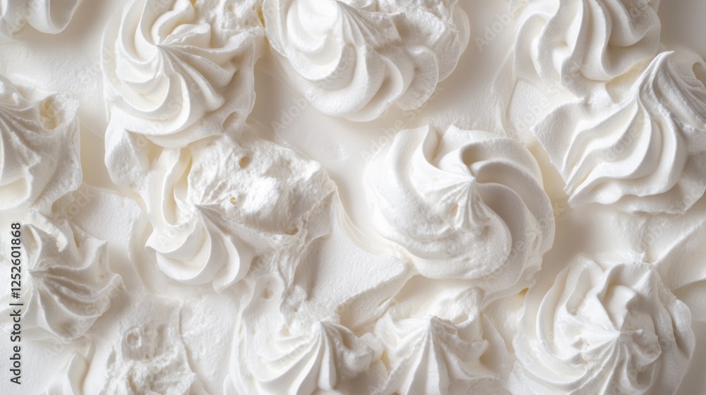 Close-up swirls of whipped cream frosting on cake Close-up swirls of whipped cream frosting on cake