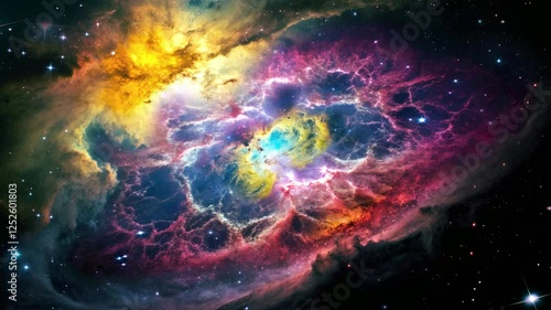 a beautiful sci-fi crab nebulae in the deep space, in the concept of fictional space