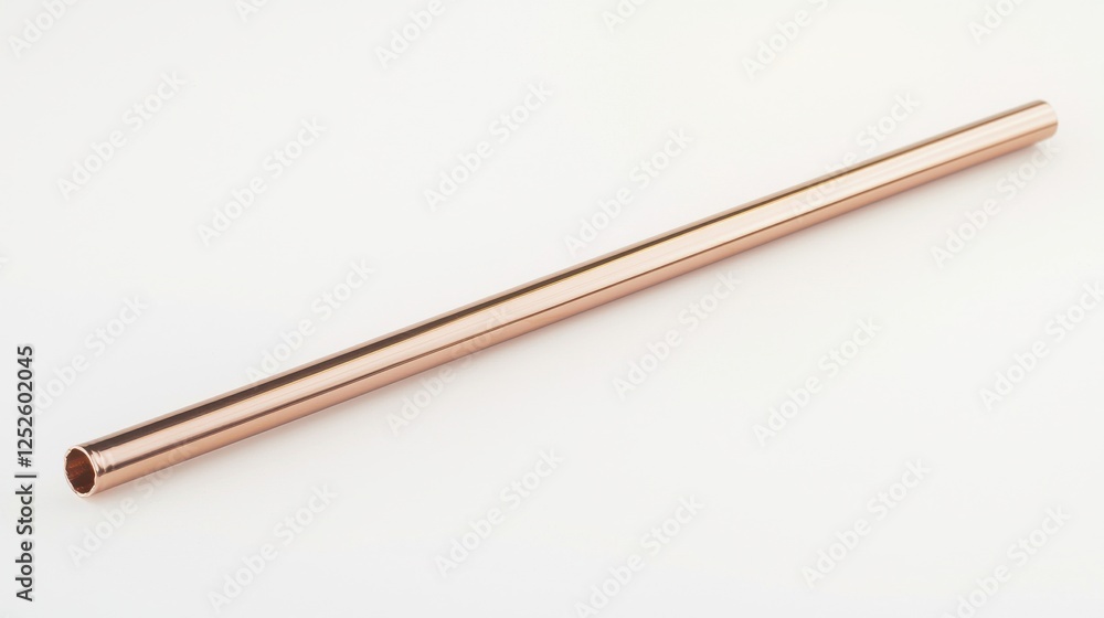 a metallic rose gold straw with elegant finish, stylish and eco-friendly, luxury aesthetic, isolated on white background a metallic rose gold straw with elegant finish, stylish and eco-friendly, luxury aesthetic, isolated on white background