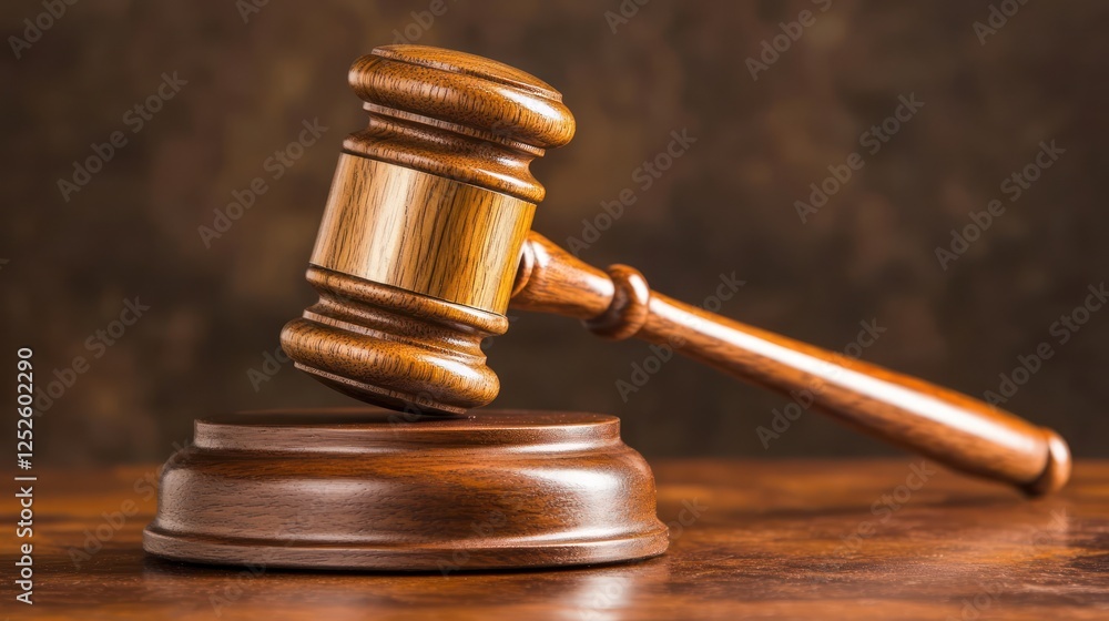 Wooden Gavel on Sound Block: Symbol of Justice and Law Wooden Gavel on Sound Block: Symbol of Justice and Law