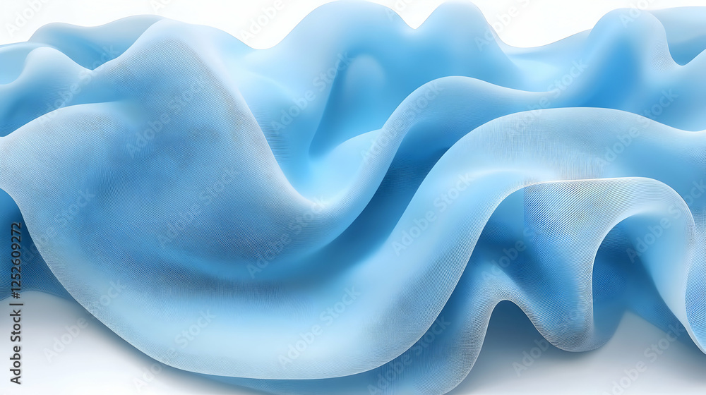 Obraz premium Abstract blue fabric waves, studio background, textile texture, design element