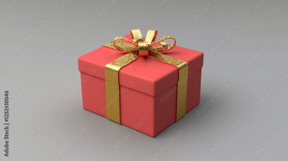 Gift box, red, gold ribbon, studio shot, simple design Gift box, red, gold ribbon, studio shot, simple design