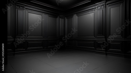 Dark Room With Elegant Black Wood Paneling