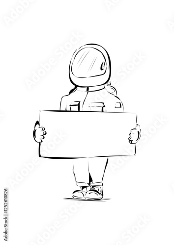 Astronaut mit Schild