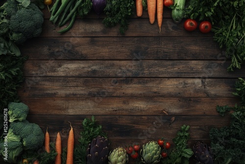 Fresh organic vegetables on a wooden board photo