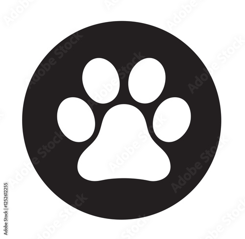 Black pet paw vector icon.