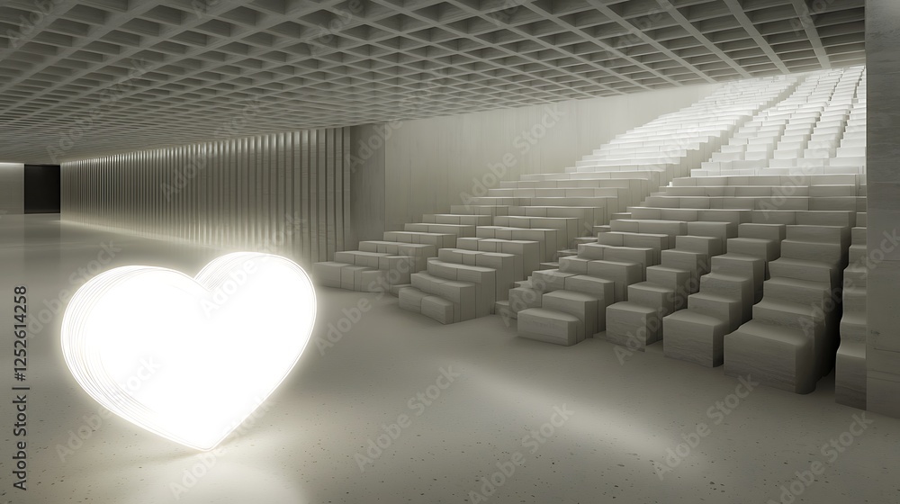 Fototapeta premium Glowing Heart in Modern Architectural Space
