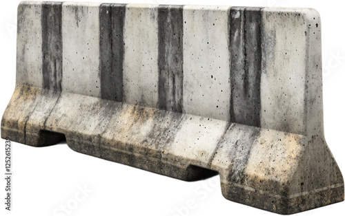 Featuring a concrete barrier with noticeable wear and white stripes, this image represents industrial strength while conveying the importance of safety and spatial boundaries. photo