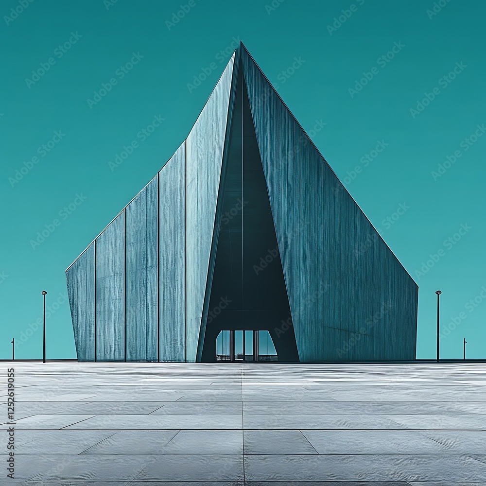 Obraz premium Modern teal architecture building.