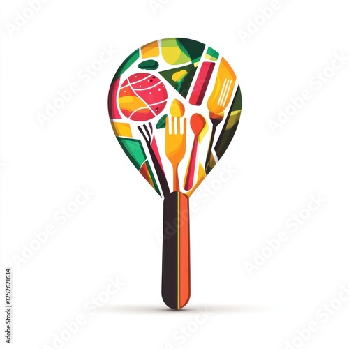 Abstract food utensils design on white background; possible use in restaurant menu or food brochure photo