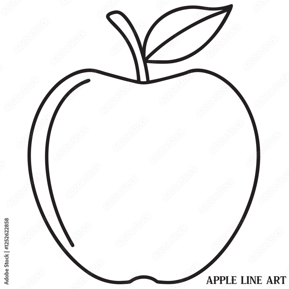 Apple Line Art Silhouette Vector Illustration White background Apple Line Art Silhouette Vector Illustration White background