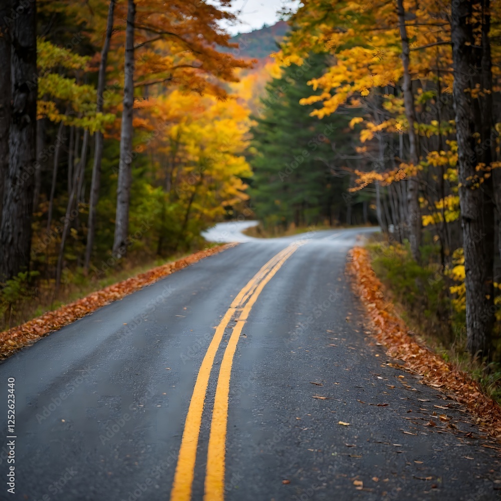 road in autumn forest road in autumn forest