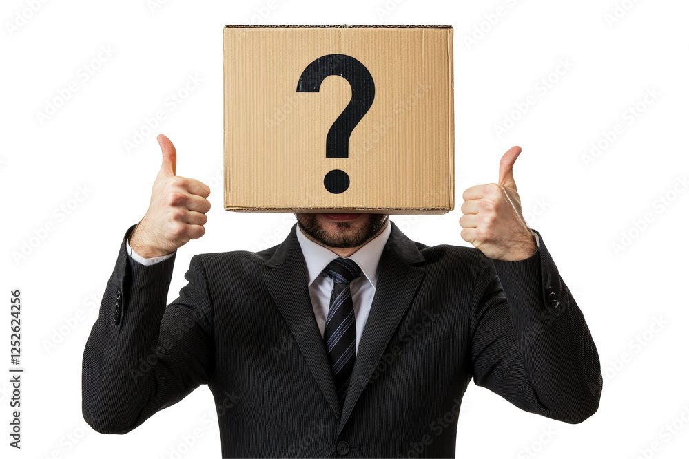 Isolated Anonymous Business Man with Box Head and Thumbs Up Gesture Isolated Anonymous Business Man with Box Head and Thumbs Up Gesture