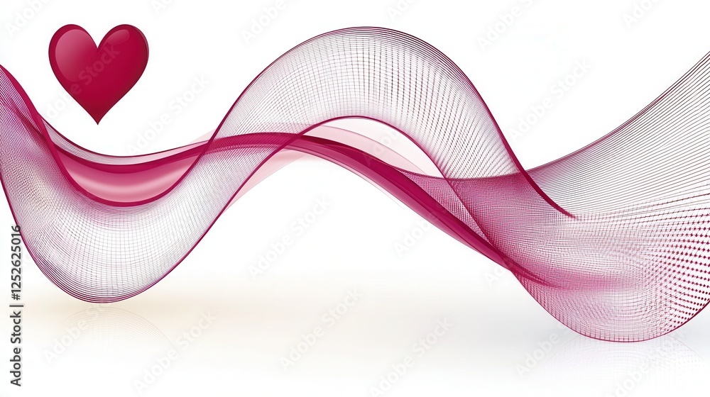 Obraz premium Abstract Pink Waves Design with Red Heart