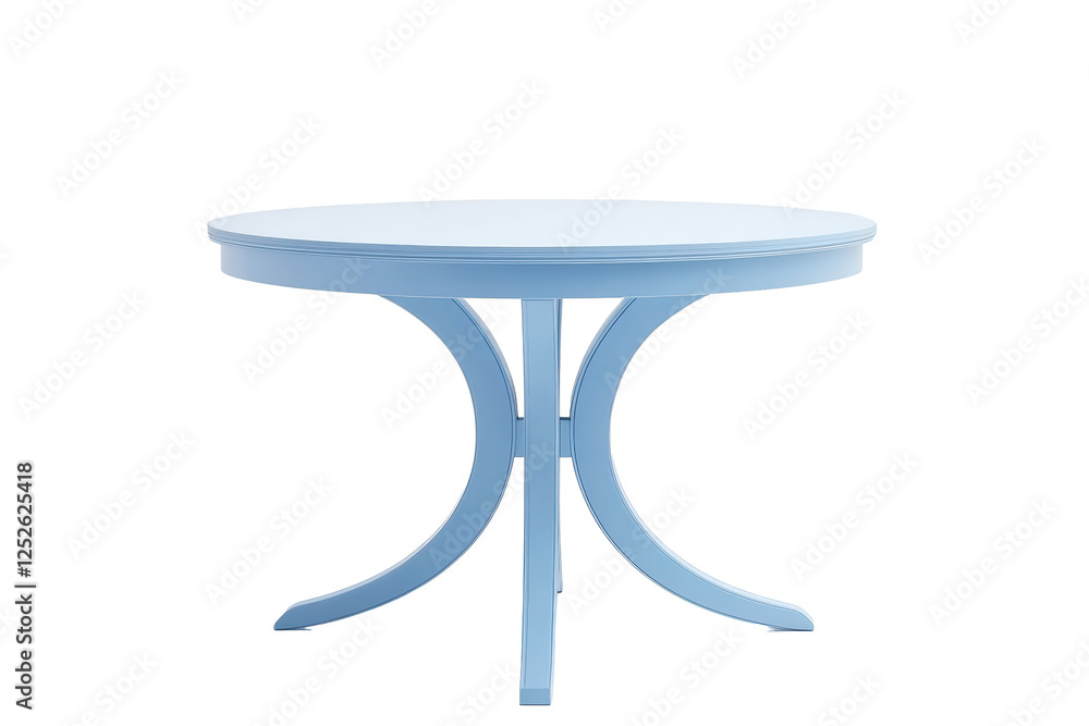 Isolated Light Blue Round Table with Unique Leg Design Isolated Light Blue Round Table with Unique Leg Design