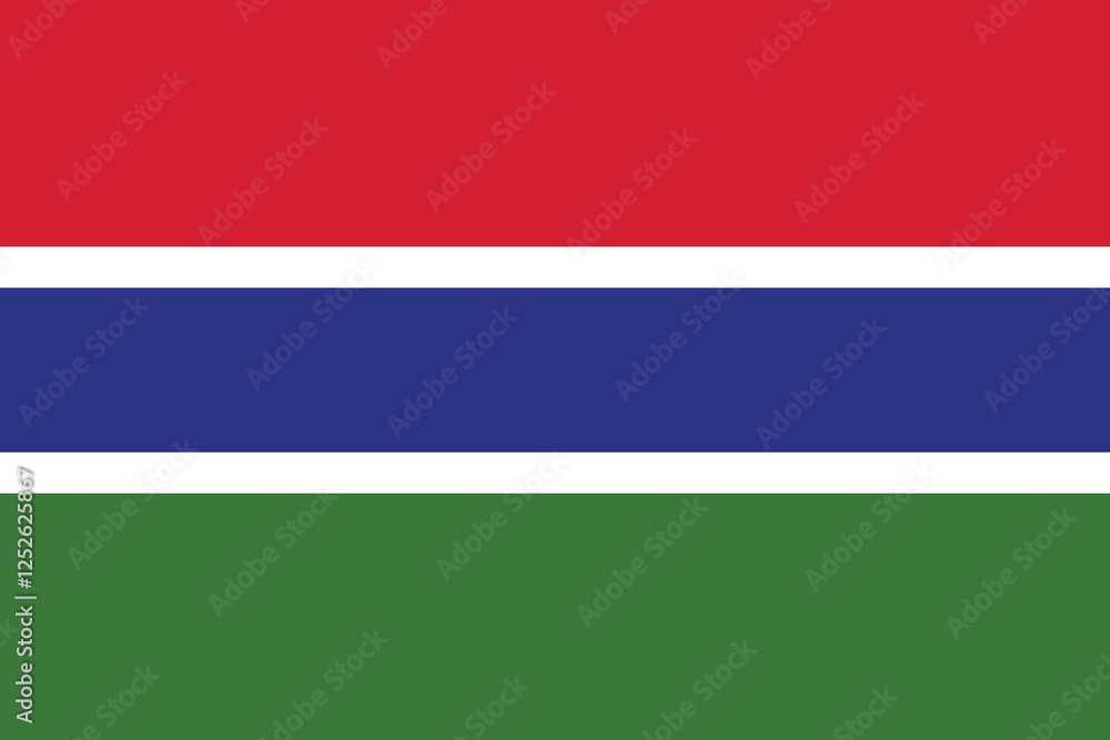 Naklejka premium Gambia flag official colors and proportion digital vector illustration.