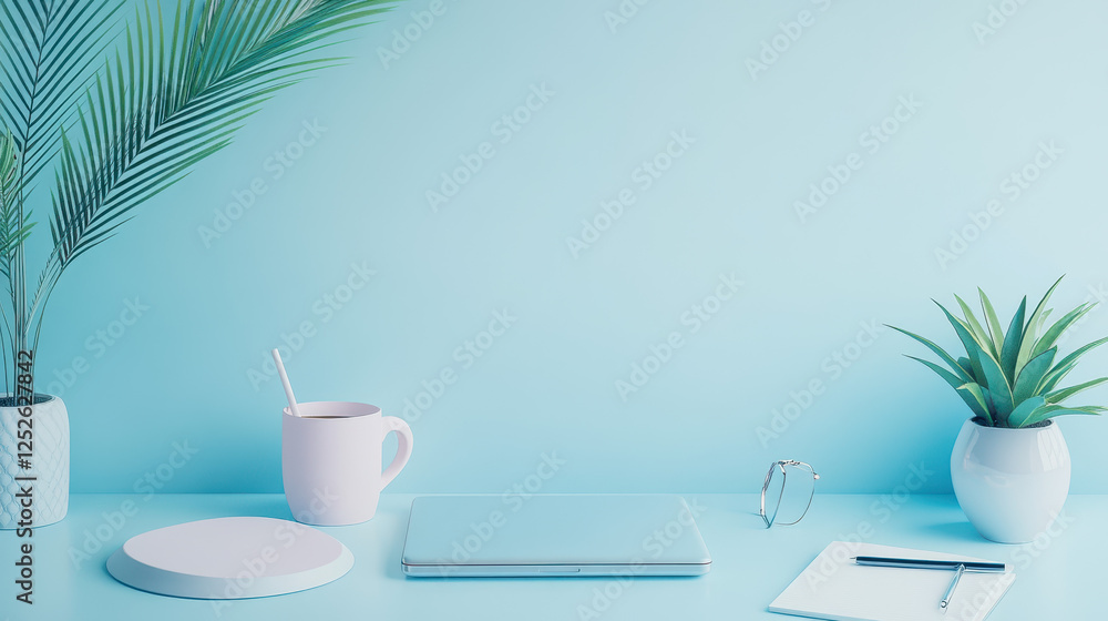 Minimalist plain blue background for product photography with just one object as the highlight Minimalist plain blue background for product photography with just one object as the highlight