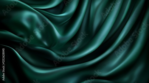 Dark Green Silk Drapery Abstract Texture Background