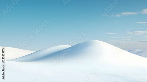 Snowy hills under a clear sky; winter landscape