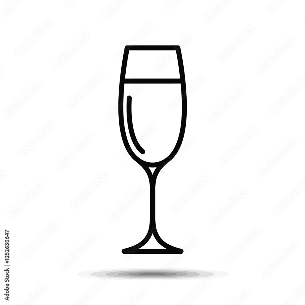 Minimalist champagne glass icon with elegant curves on a white background Minimalist champagne glass icon with elegant curves on a white background