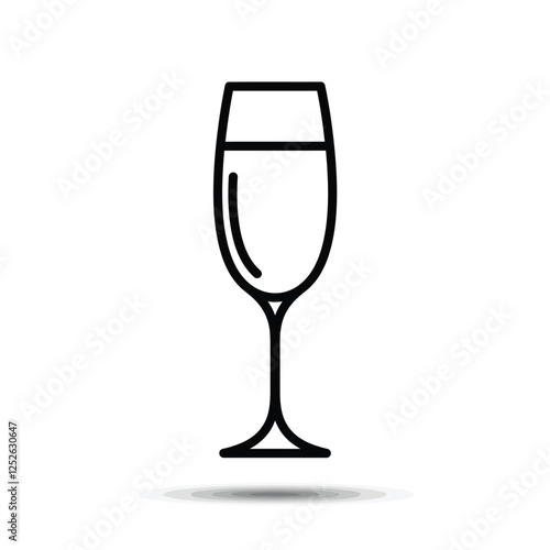 Minimalist champagne glass icon with elegant curves on a white background