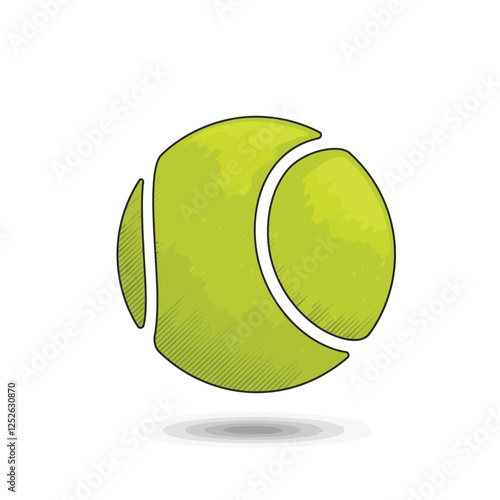 Minimalist tennis ball icon with simple curved lines on a white background