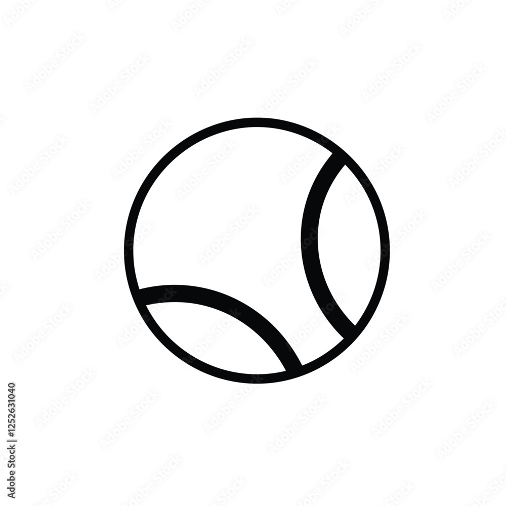 Minimalist tennis ball icon with simple curved lines on a white background Minimalist tennis ball icon with simple curved lines on a white background