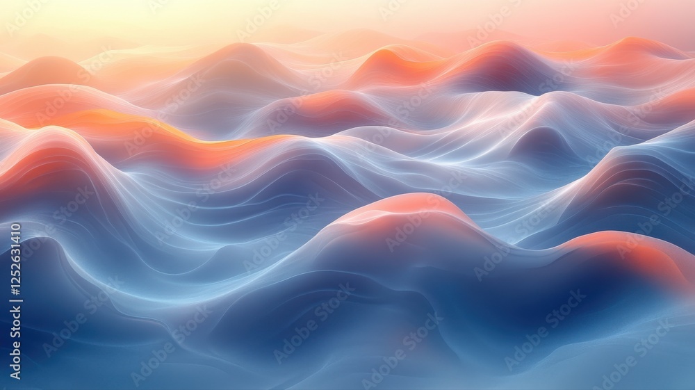 Obraz premium Abstract Digital Waves with Soft Hues and Calm Atmosphere