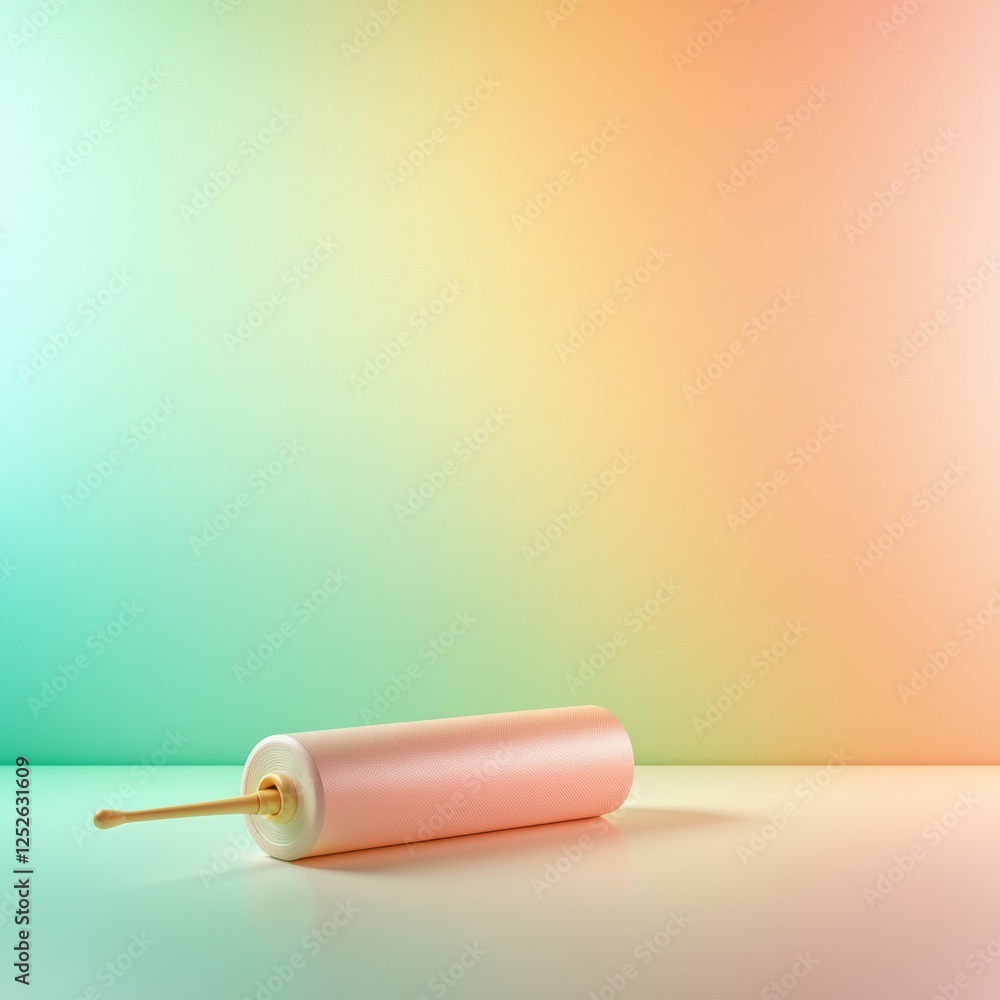 Pastel Pink Cylinder with Applicator on Gradient Background. Pastel Pink Cylinder with Applicator on Gradient Background.