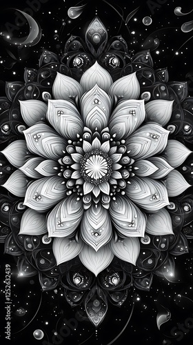 artistic black white mandala floral design high resolution hd wallpaper photo