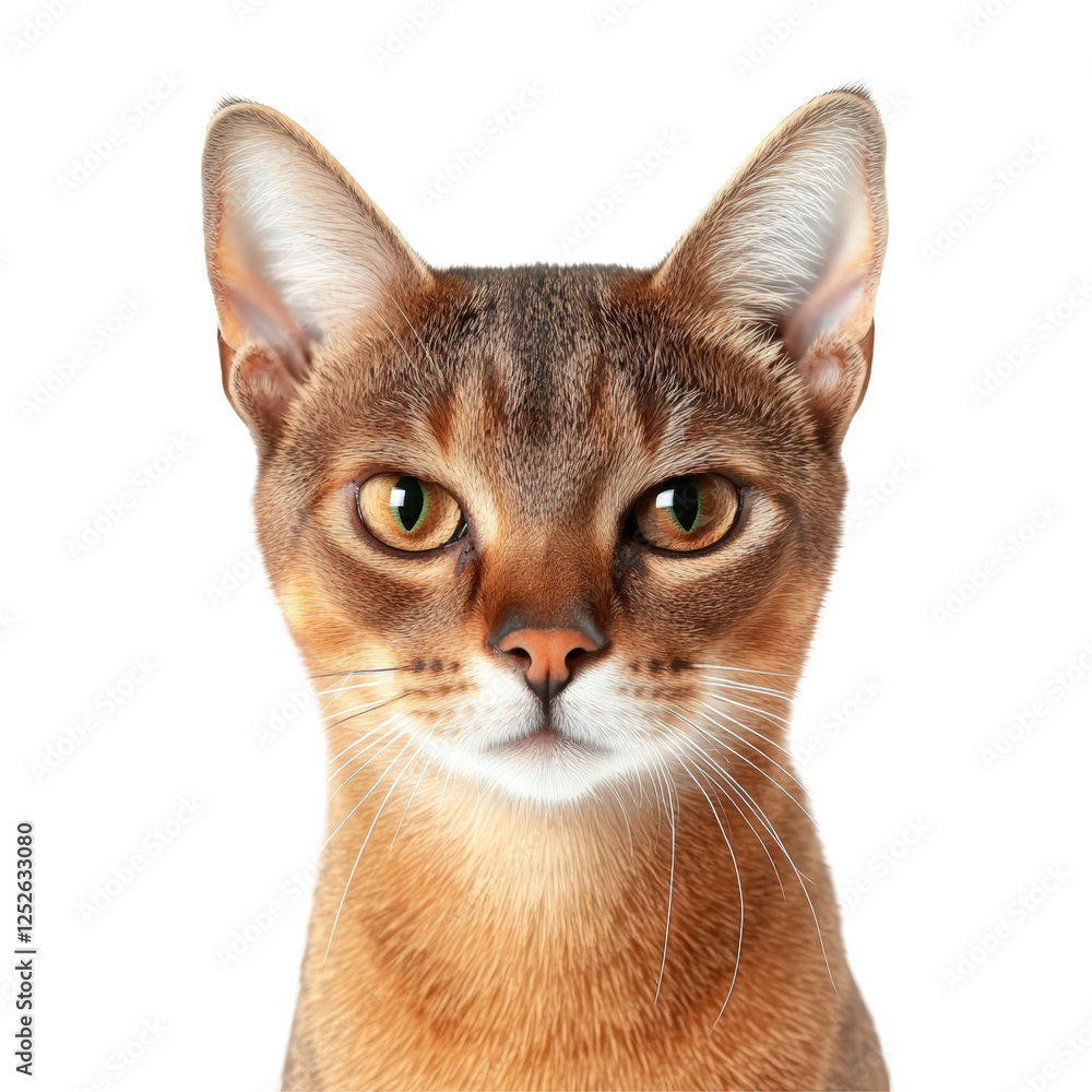 Isolated Abyssinian Cat with Captivating Amber Eyes Isolated Abyssinian Cat with Captivating Amber Eyes