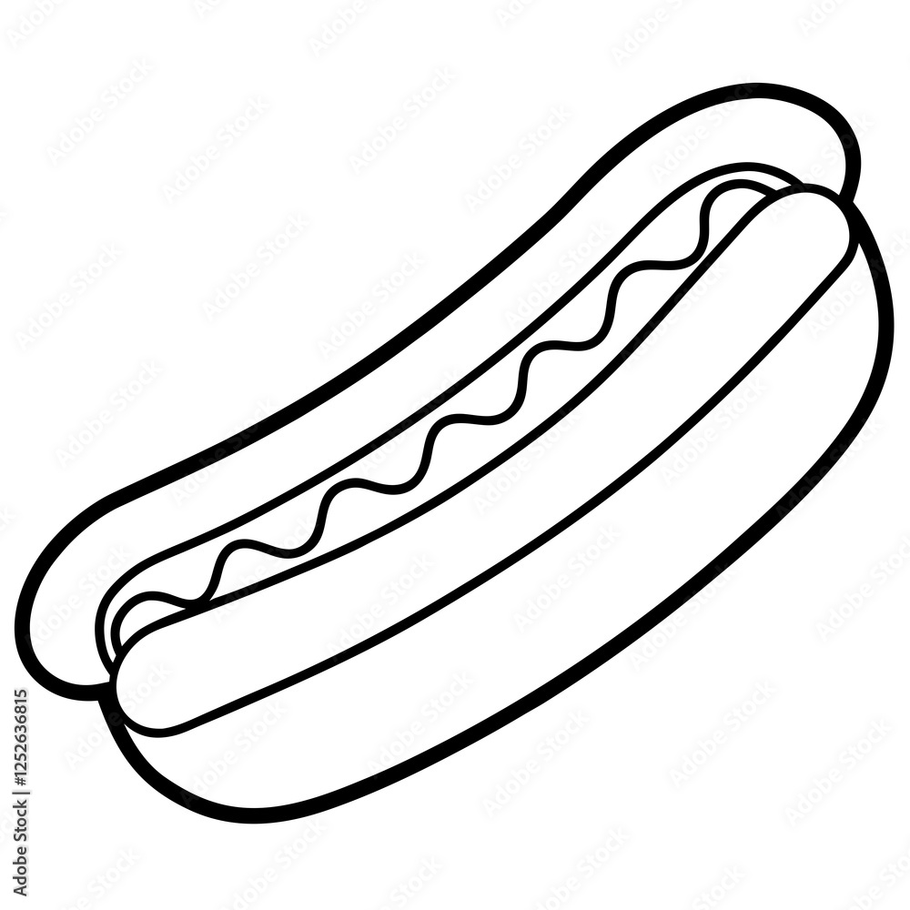 Simple Hot Dog Line Drawing for Vectors Simple Hot Dog Line Drawing for Vectors