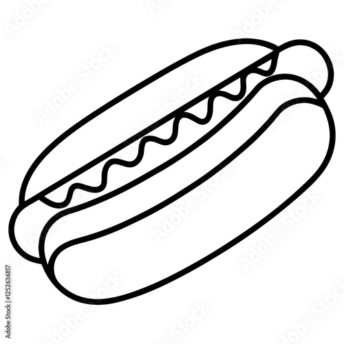 Simple Hot Dog Line Drawing for Vectors