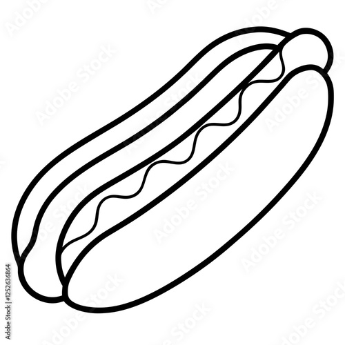 Simple Hot Dog Line Drawing for Vectors