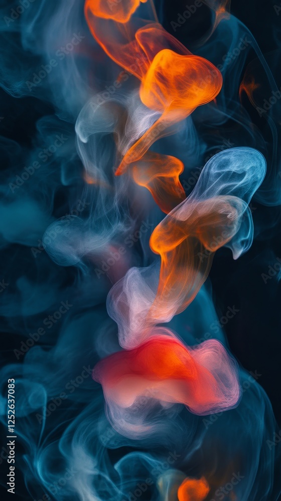 Fototapeta premium Colorful abstract smoke with swirling patterns, vibrant design concept
