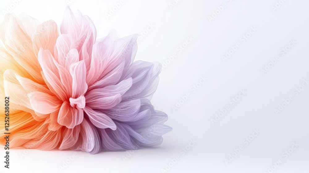 Fototapeta premium Colorful dahlia flower close-up on white background. Possible use for greeting cards, floral design