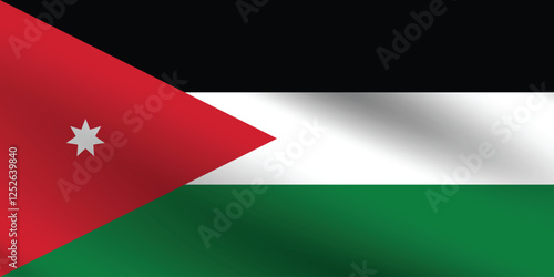 Jordan flag official colors and proportion digital vector illustration. Pleated flag.