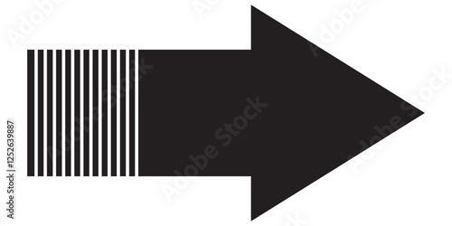 Long arrow. Black arrow pointing right. Black large arrow pointing right. Bold thine long arrow. Vector illustration. Long arrow icon Vector.  Long arrow isolated on white background.