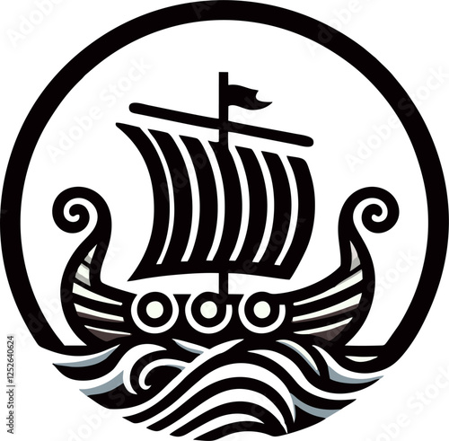 long ship, viking ship, drakkar ship vector art
