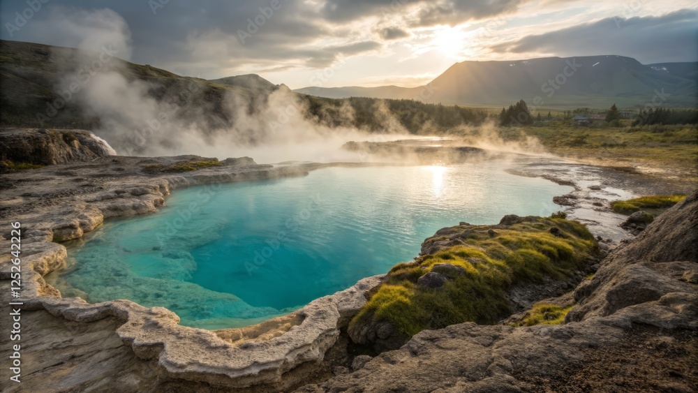 Ethereal Geothermal Pool: Iceland's Volcanic Wonder - High-Resolution Tilt-Shift Photography Ethereal Geothermal Pool: Iceland's Volcanic Wonder - High-Resolution Tilt-Shift Photography