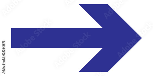 Blue arrow pointing right on white background. Long arrow icon vector illustration.  Blue large Bold long arrow icon.  Blue long arrow isolated on a white background.