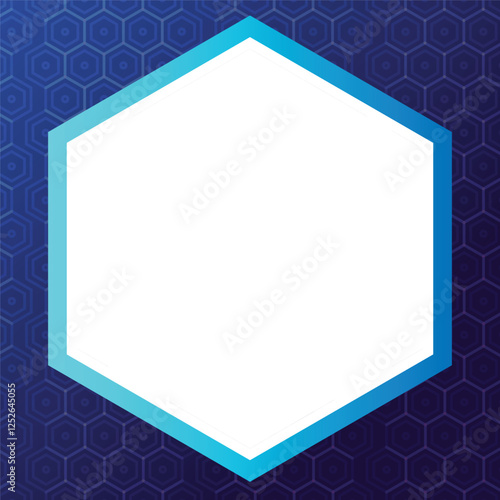 A blue and white hexagon with a clear background. The blue and white color scheme gives the image a modern and clean look